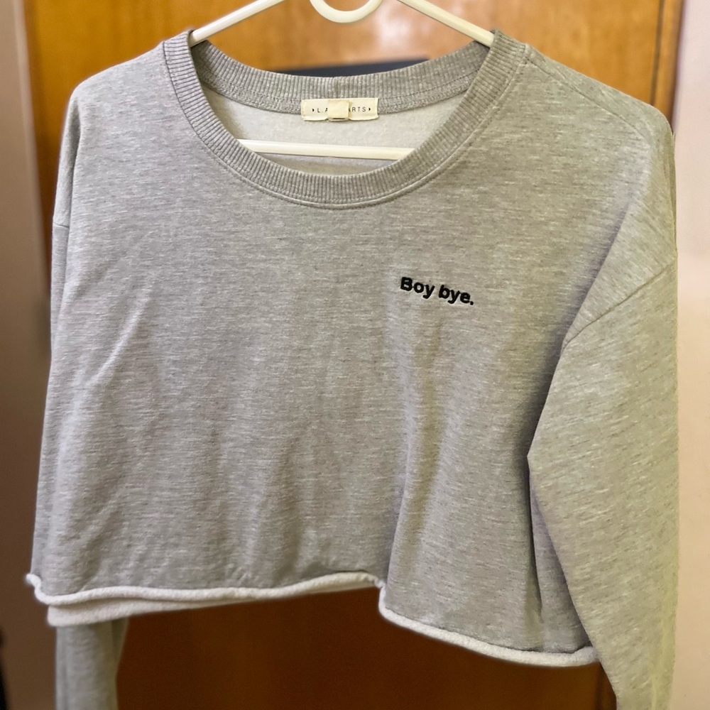 Gray cropped crew neck
